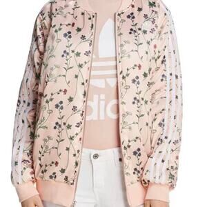 Limited edition Pink adidas floral reversible bomber jacket size XS